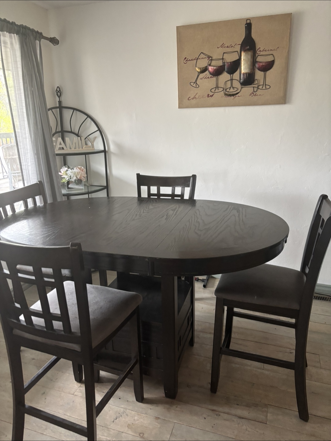 Dark Brown 5-Piece Dining Set with Extension Table