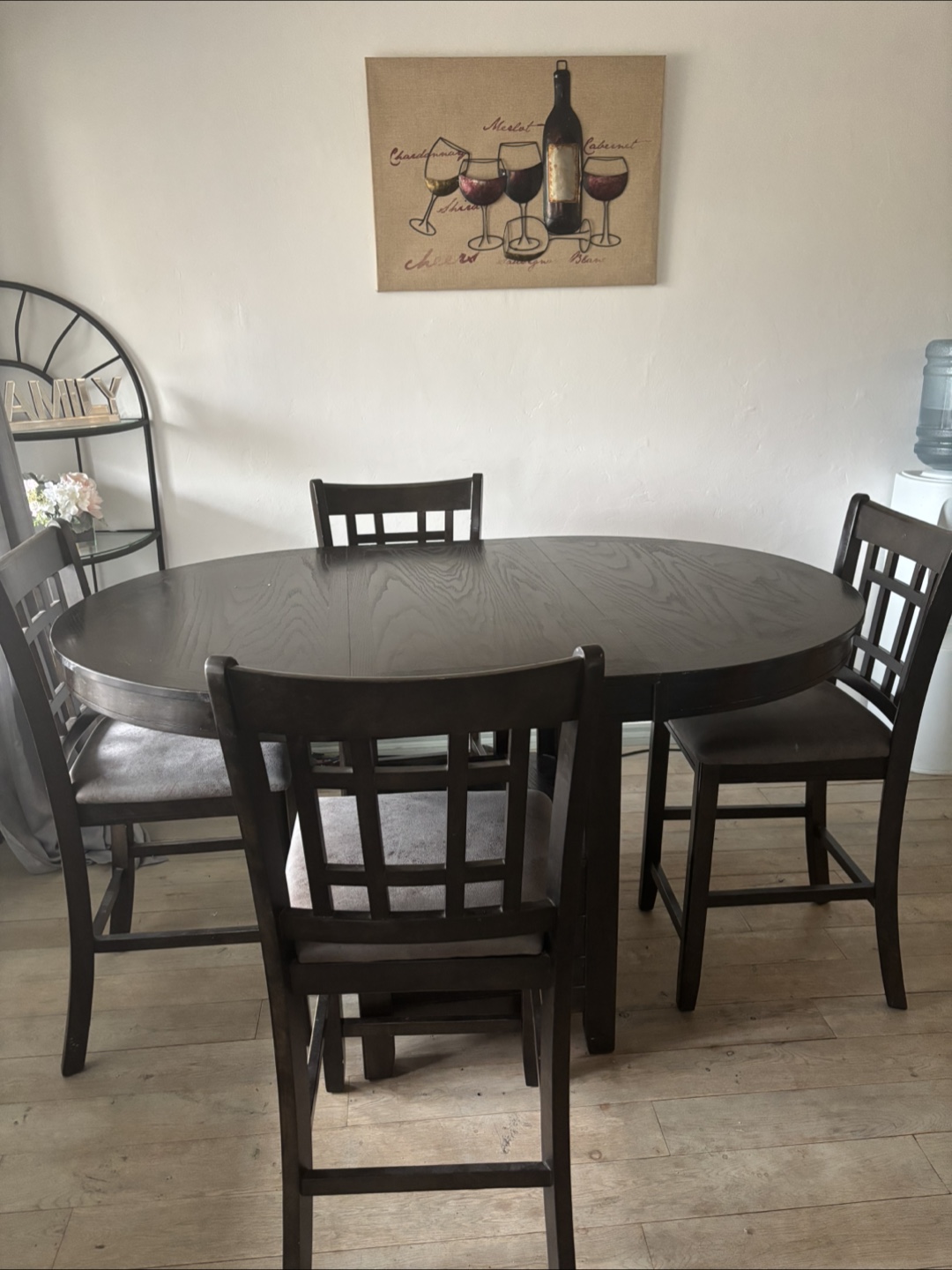 Dark Brown 5-Piece Dining Set with Extension Table - photo 2