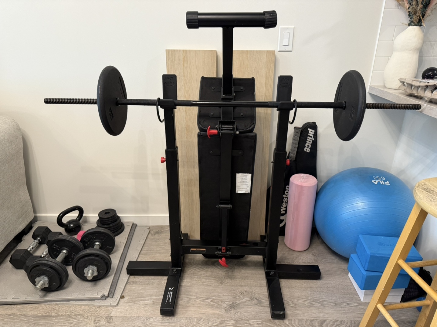 Adjustable Press bench + bar + weights - photo 3