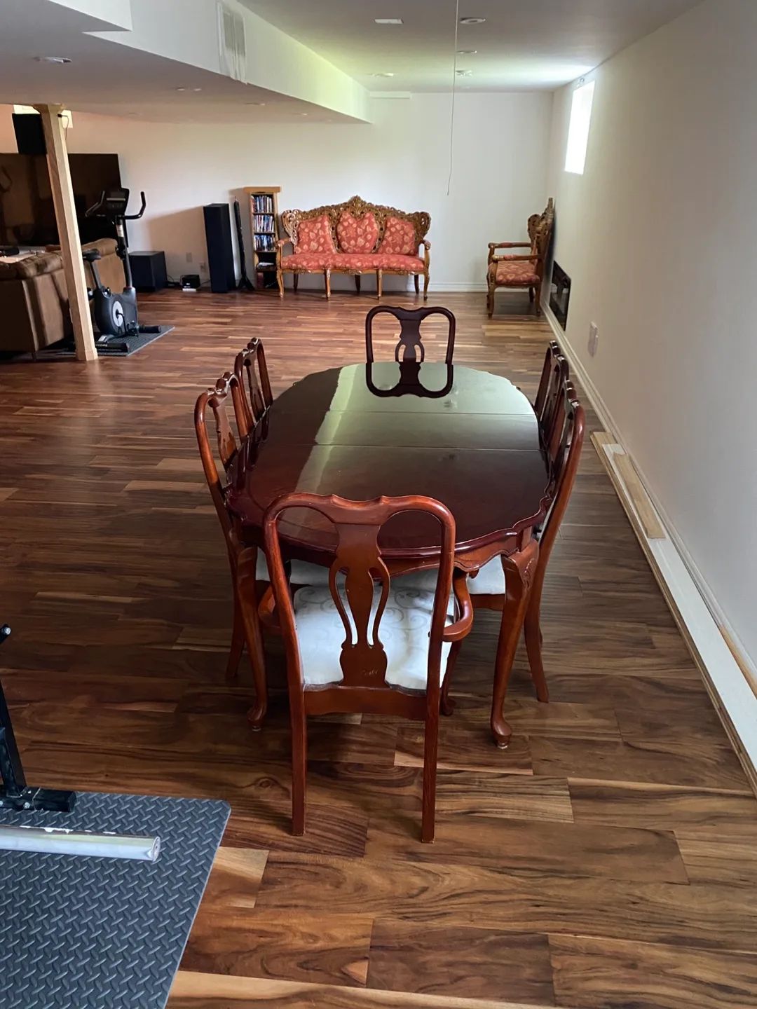Dark Wood Dining Table and Chairs Set thumbnail