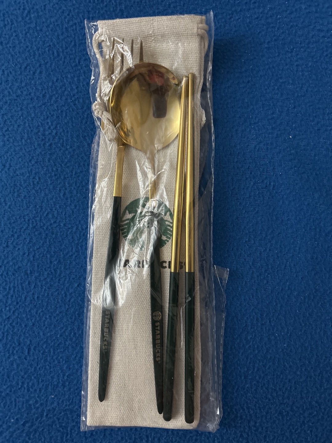 🏒 Starbucks Gold Reusable Cutlery Set