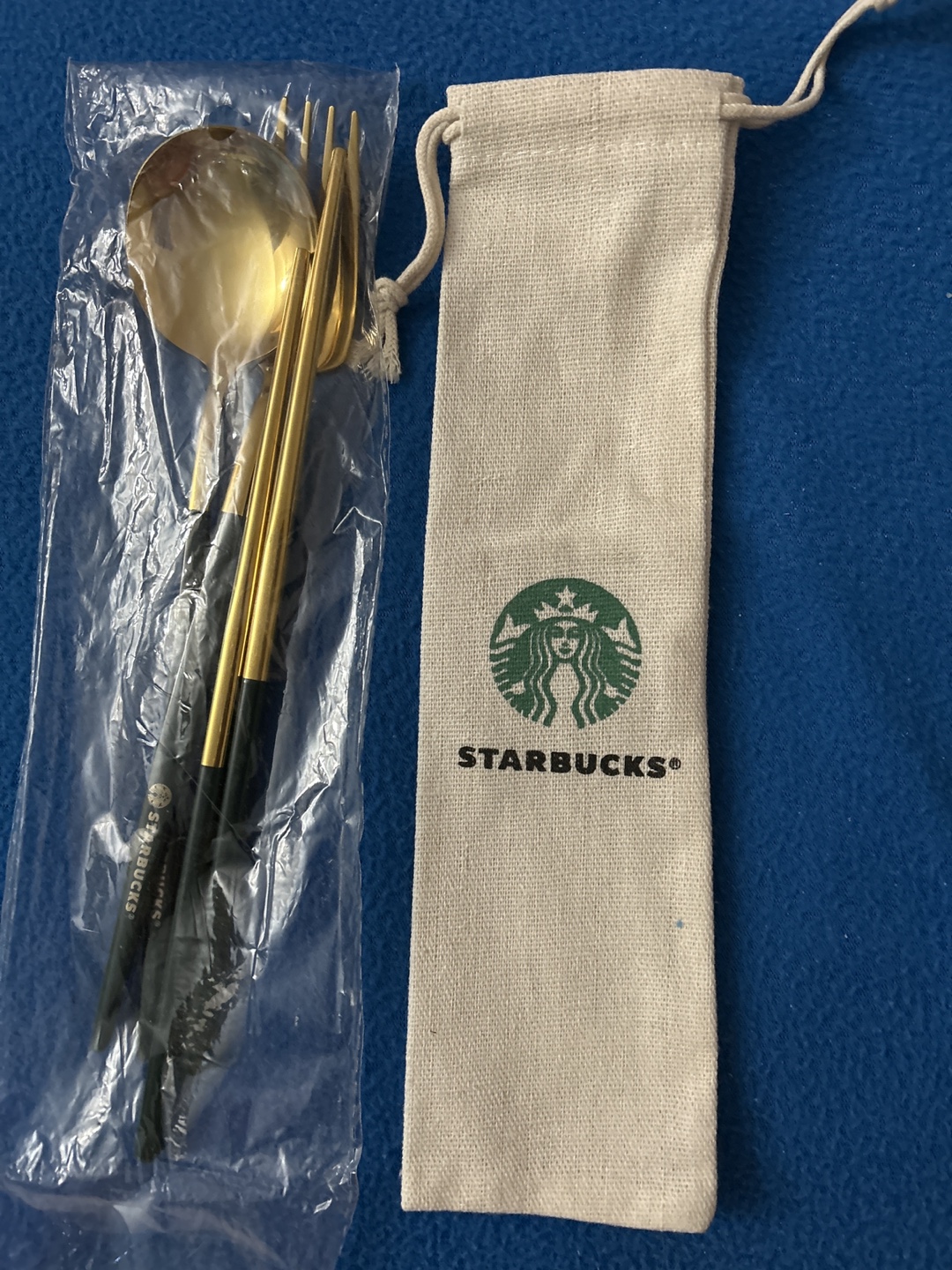 🏒 Starbucks Gold Reusable Cutlery Set - photo 2