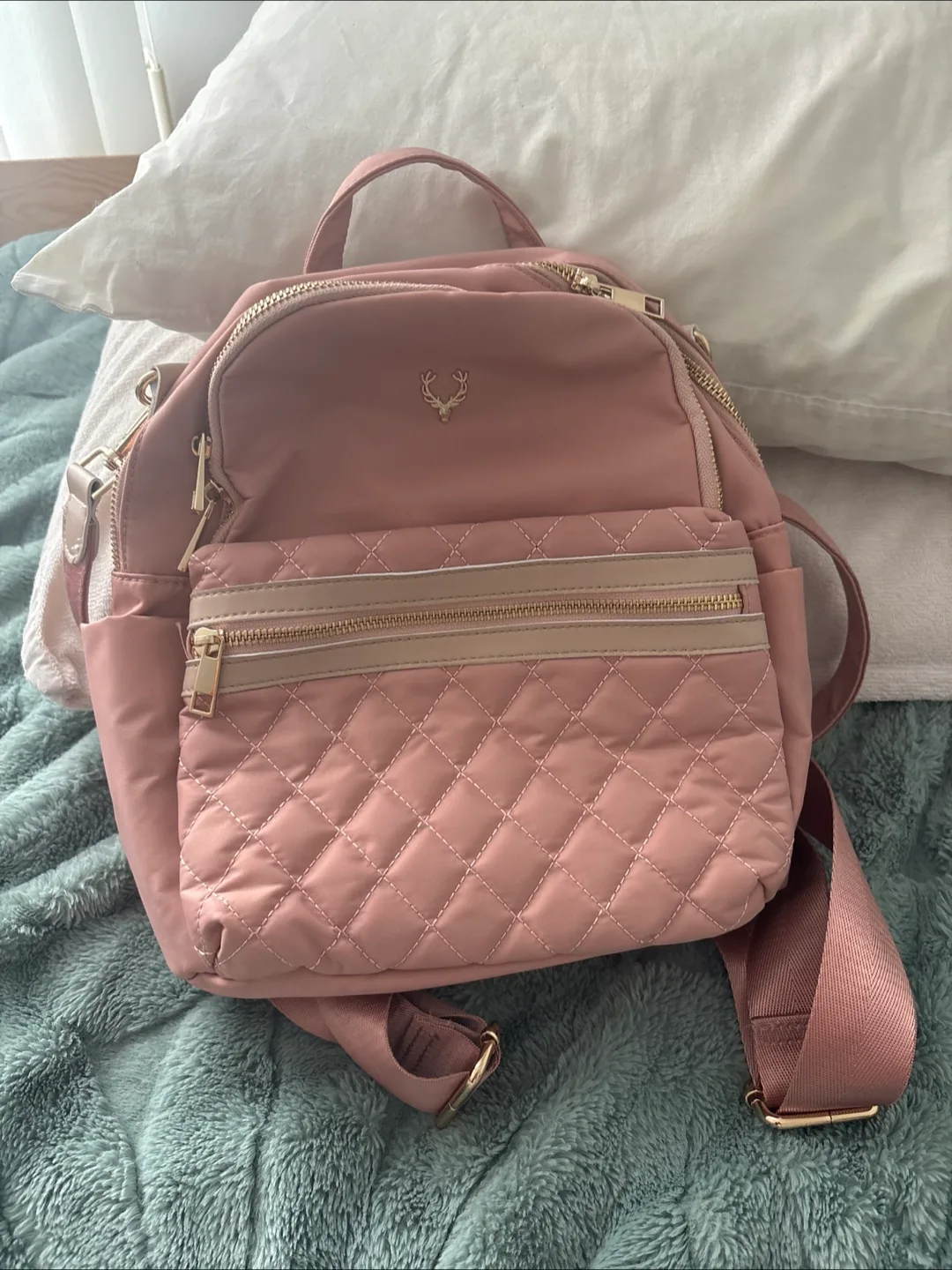 Pink Quilted Mini Backpack thumbnail