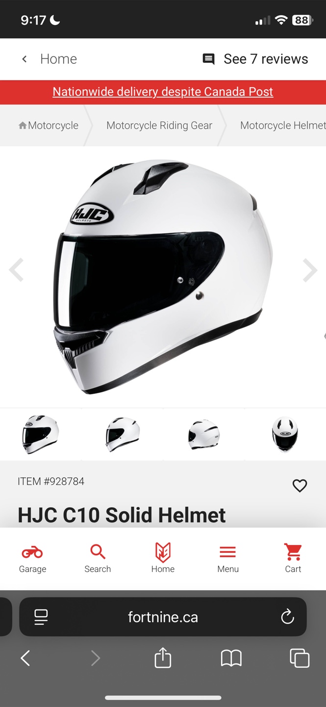 HJC C10 Solid Helmet - Size Medium - White