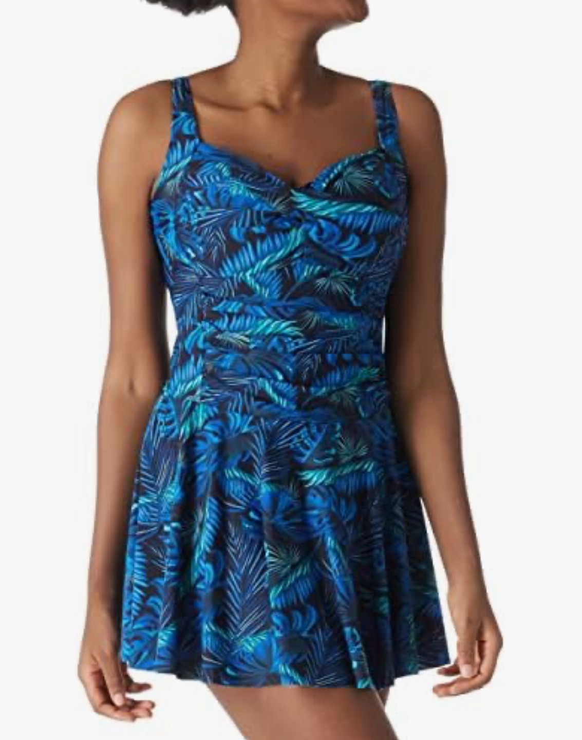 NEW! RELLECIGA Tropical Ruched Tummy Control Swimsuit Dress