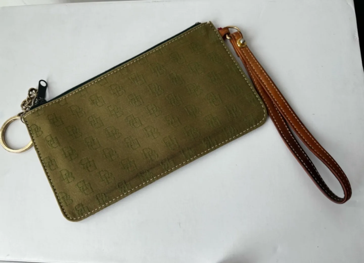 Authentic Dooney & Bourke Olive Green Wristlet thumbnail