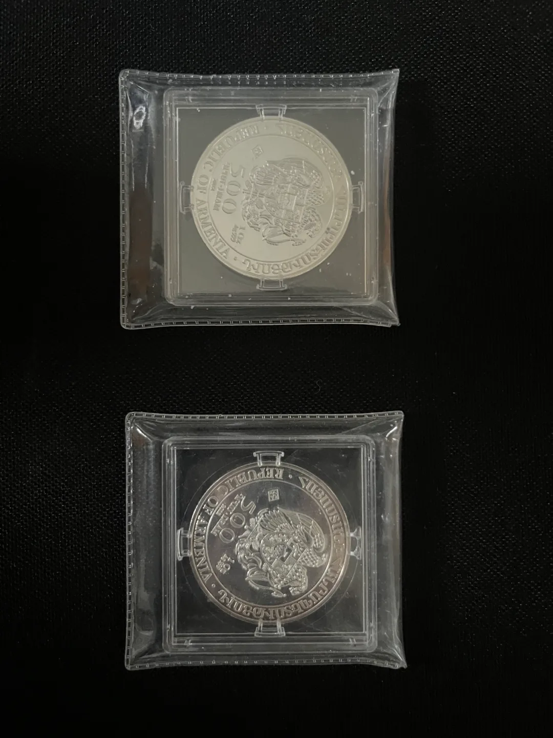 100% silver Two Noah's Ark Silver Coins in protective cases thumbnail