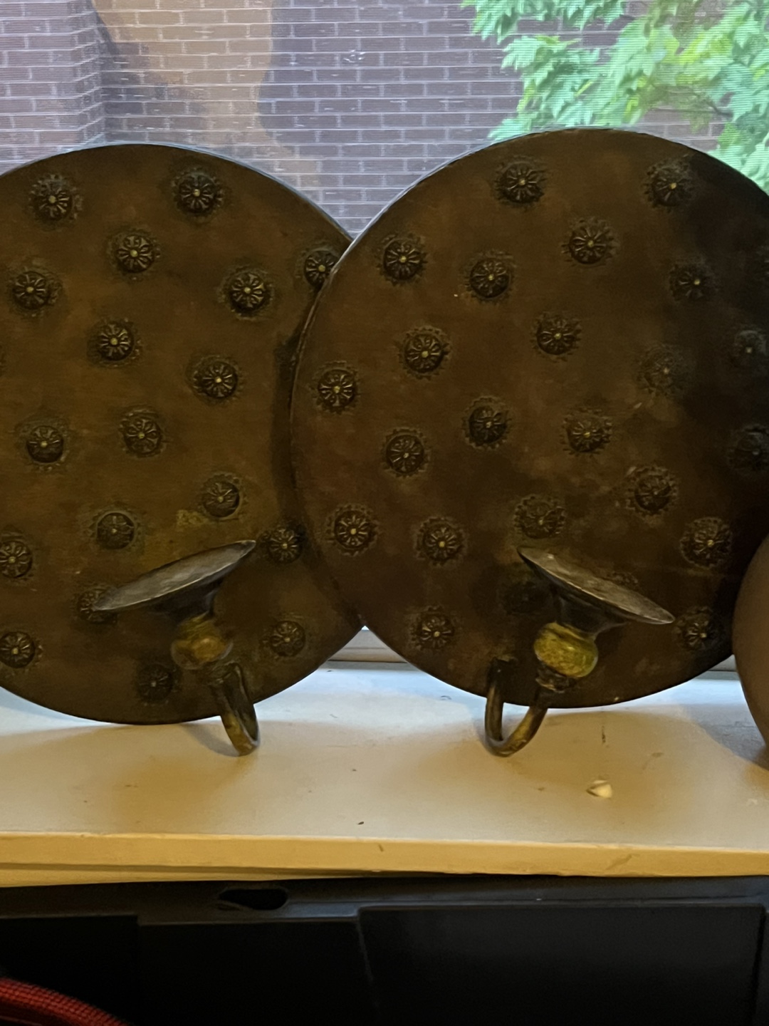 Pair of Antique Brass Wall Candle Holders - photo 3