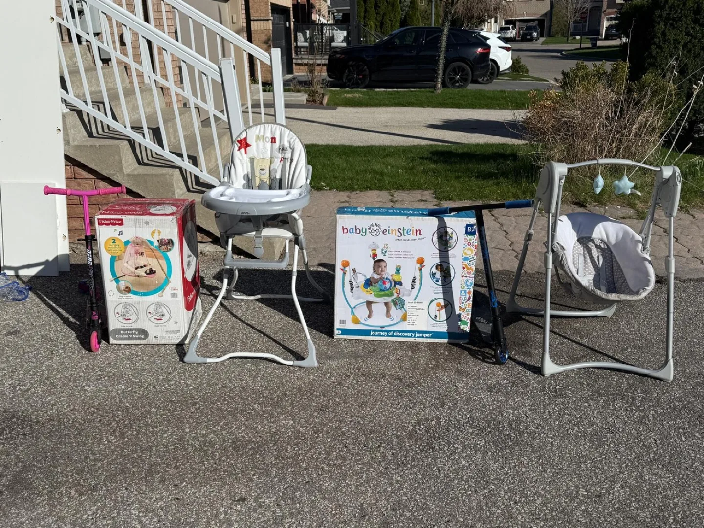 Baby Gear Bundle: High Chair, Jumper, Swing, and Scooter image indicator(4)