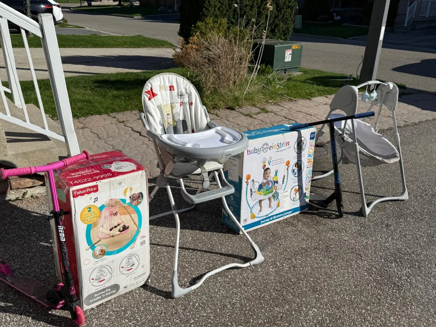 Baby Gear Bundle: High Chair, Jumper, Swing, and Scooter image indicator(2)