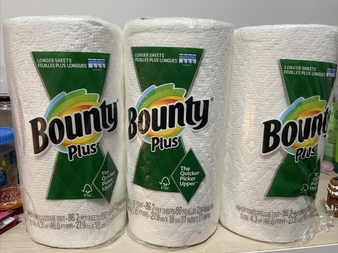 3 Rolls Bounty Plus Paper Towels