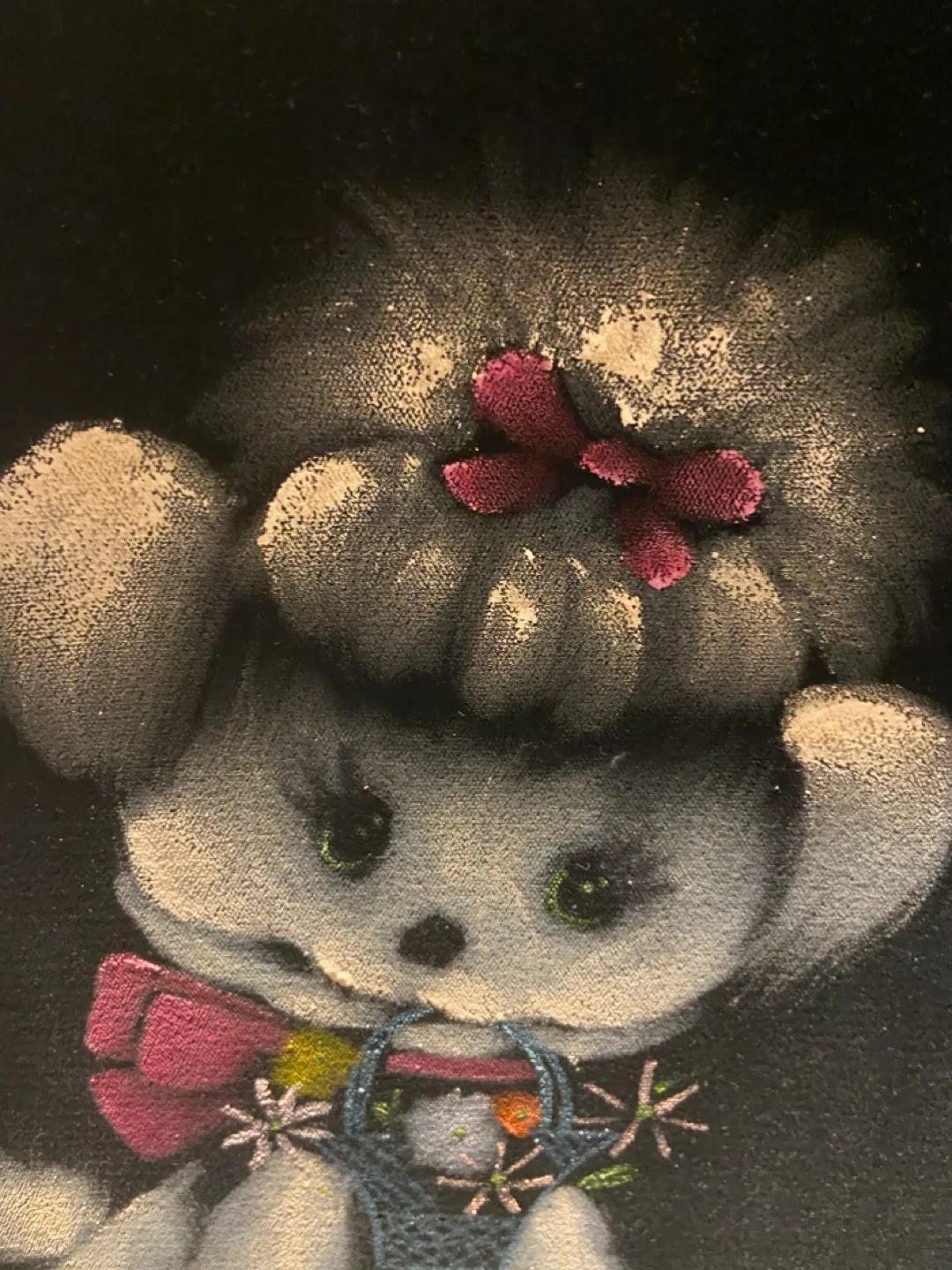 Vintage Framed Black Velvet Poodle Painting image indicator(5)