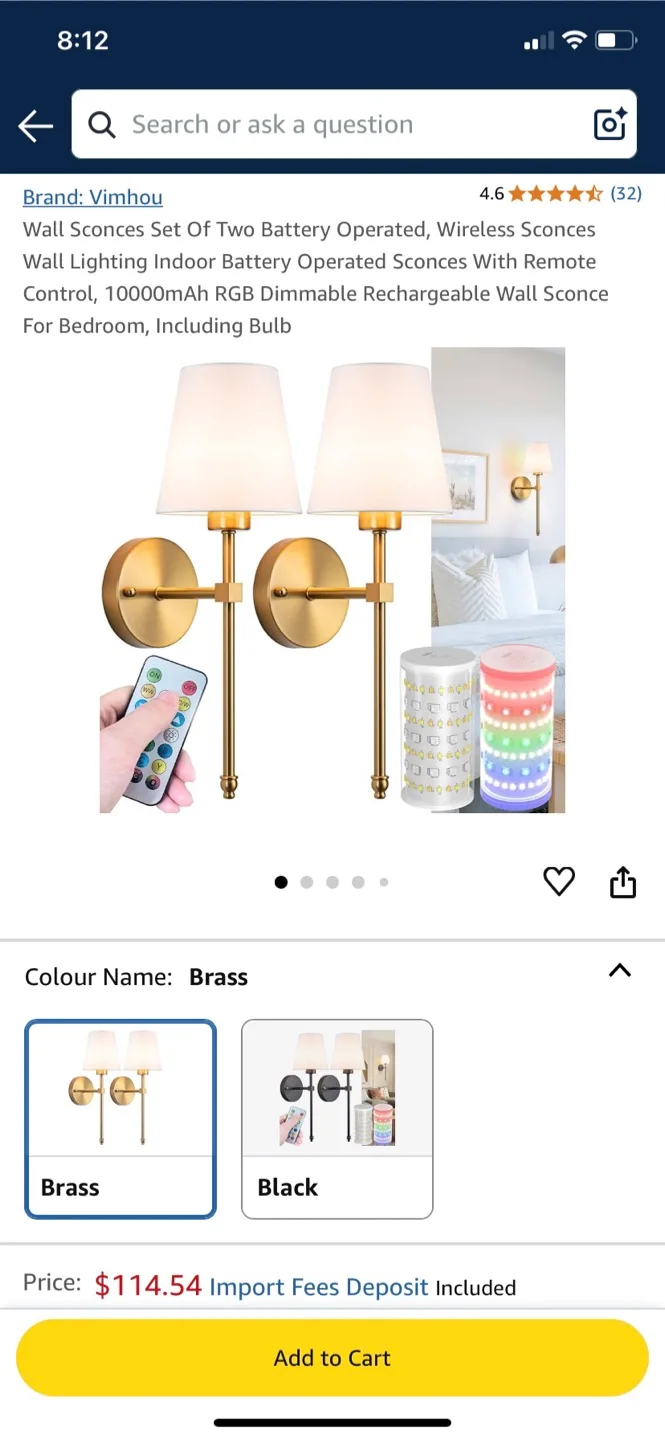 Battery Operated Wall Sconces Set of Two thumbnail