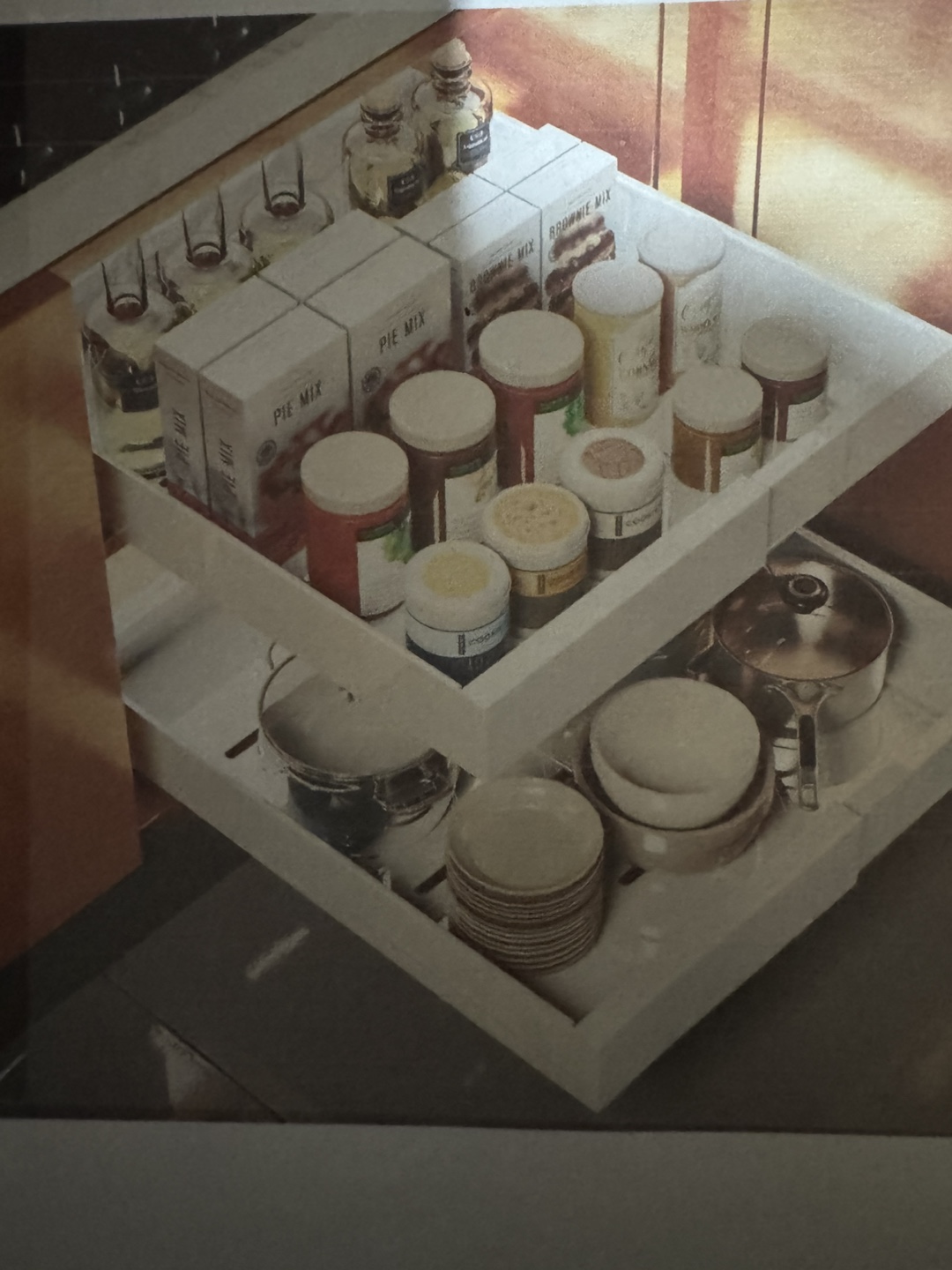 Two-Tiered Corner Cabinet Organizer