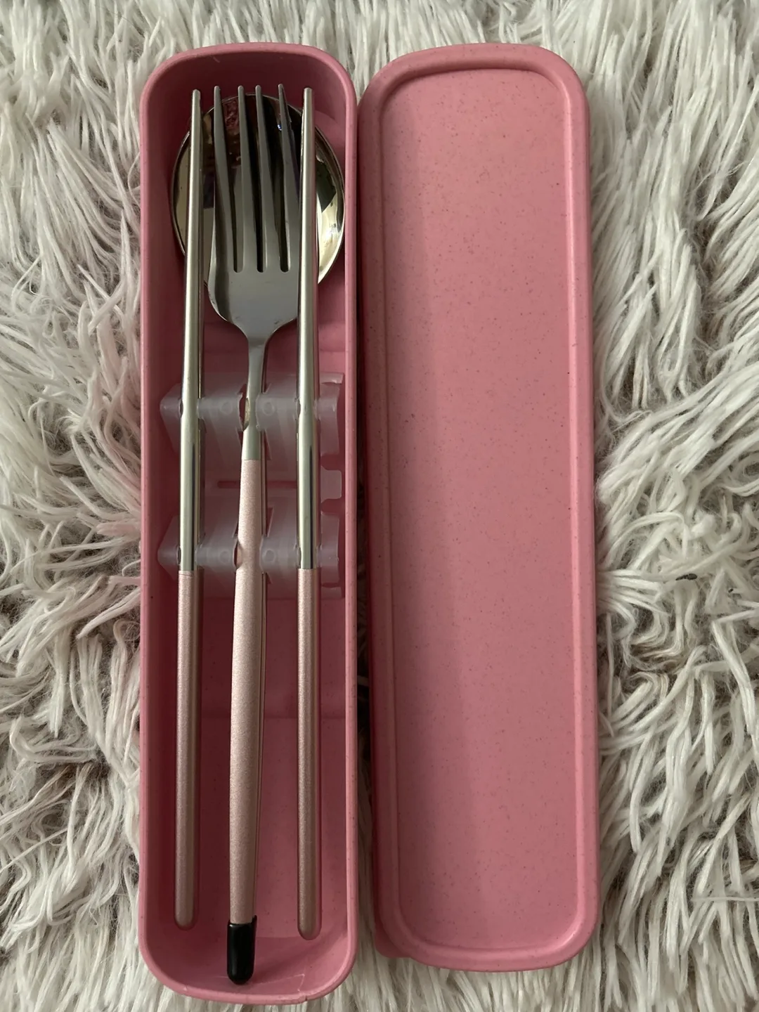 Portable Cutlery Set with Case - Pink thumbnail