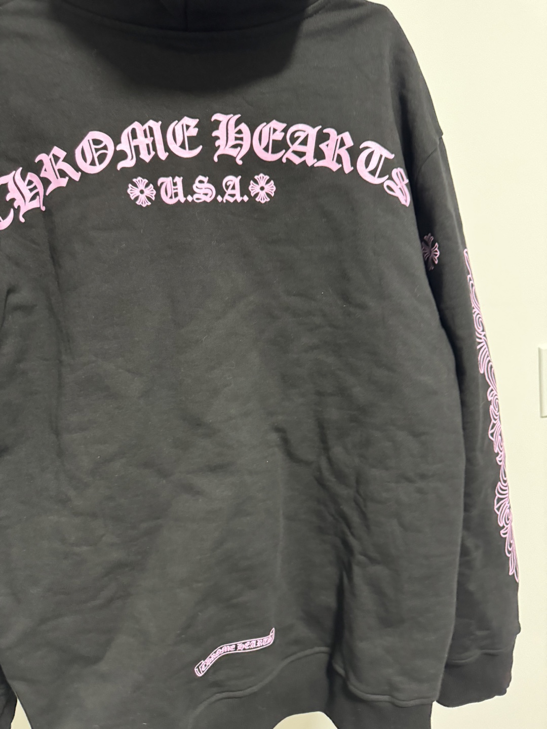 Chrome Hearts Black Hoodie with Pink Detailing - photo 5