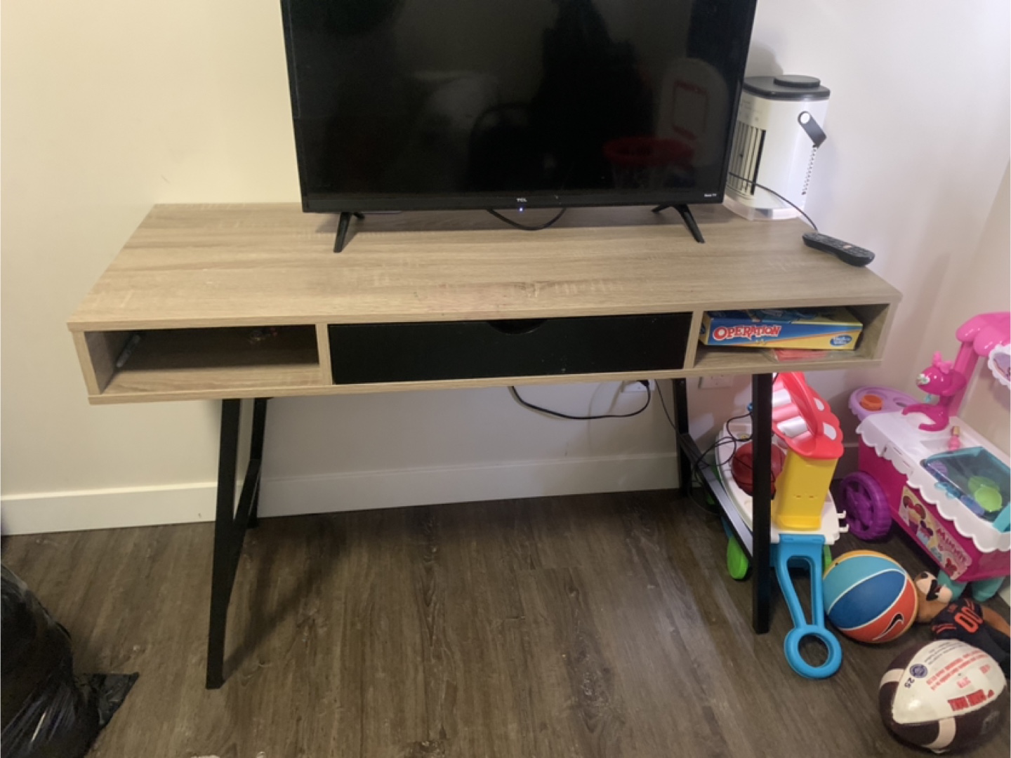 Writing Desk with Drawer and Open Shelving