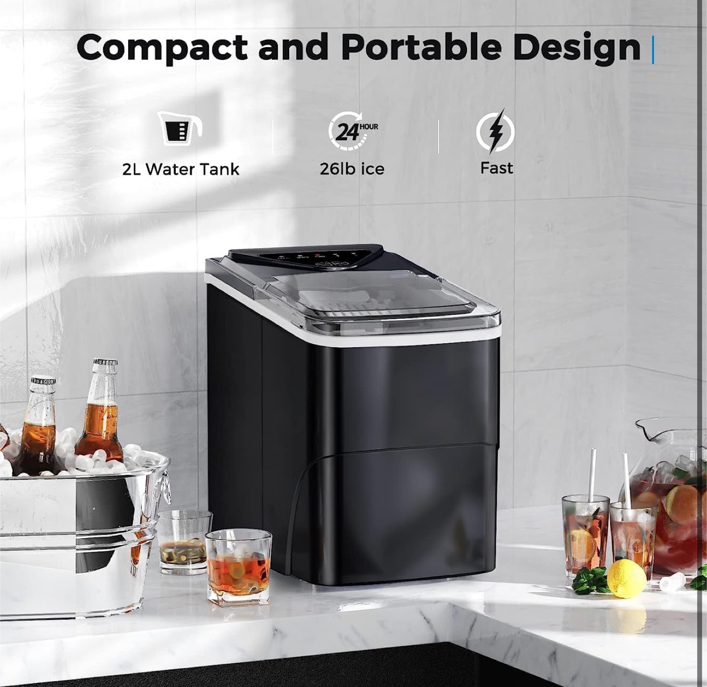 Portable Countertop Ice Maker - Makes Ice Quickly - photo 4