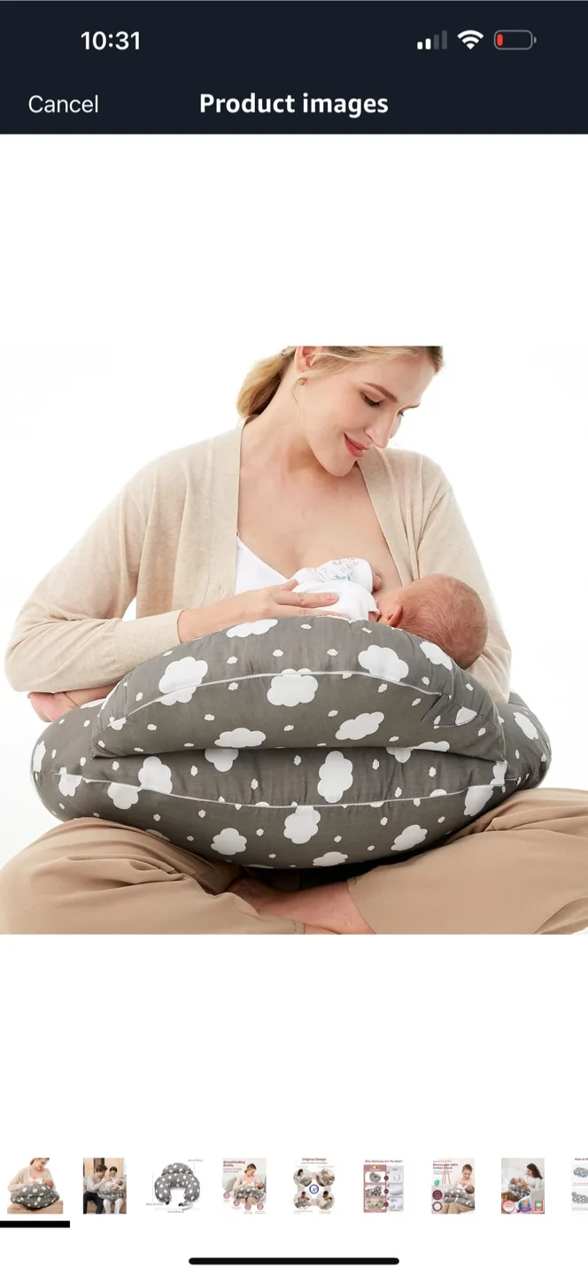 Nursing Pillow - Grey Cloud Print thumbnail