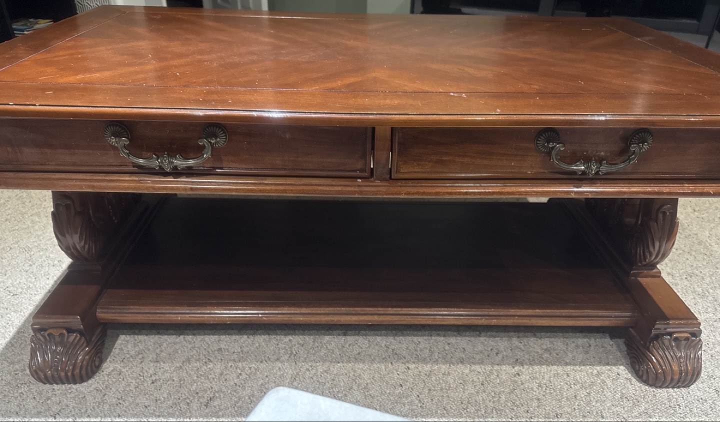 Dark Wood Coffee Table with Storage
