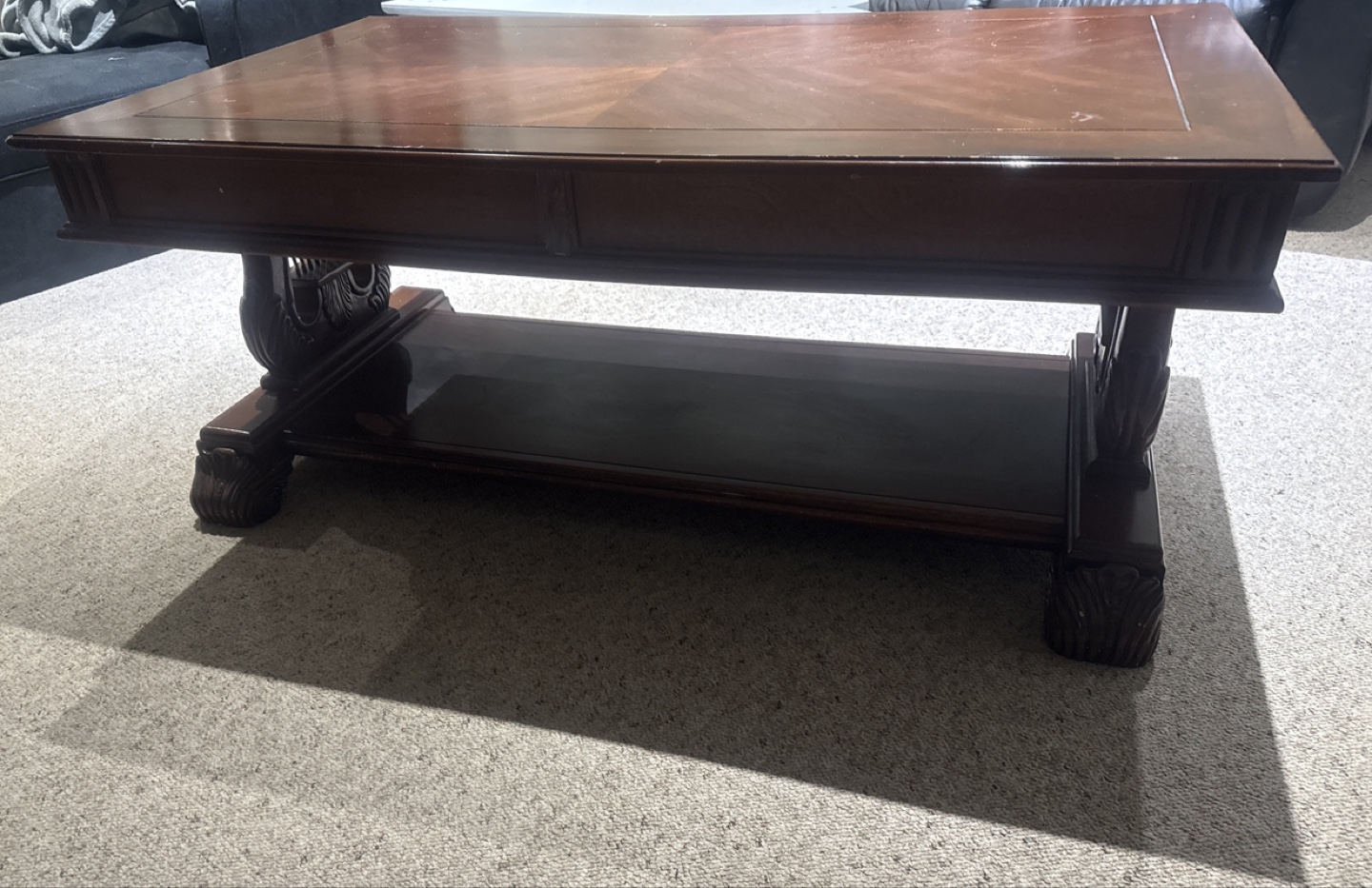 Dark Wood Coffee Table with Storage - photo 2