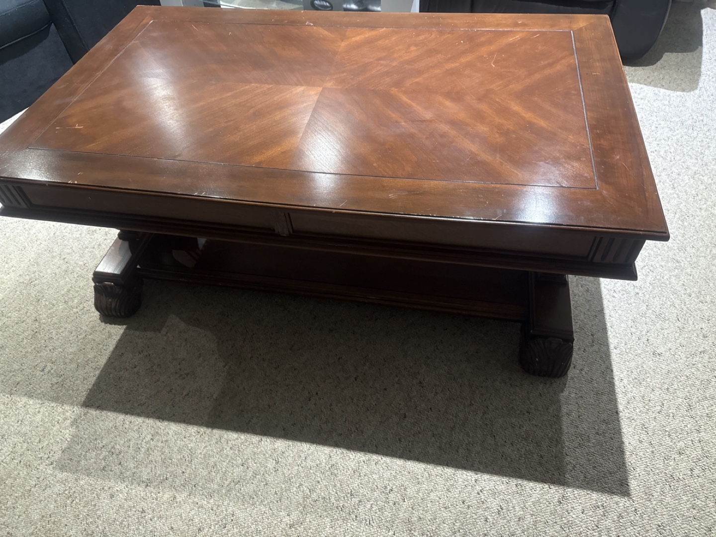 Dark Wood Coffee Table with Storage - photo 3