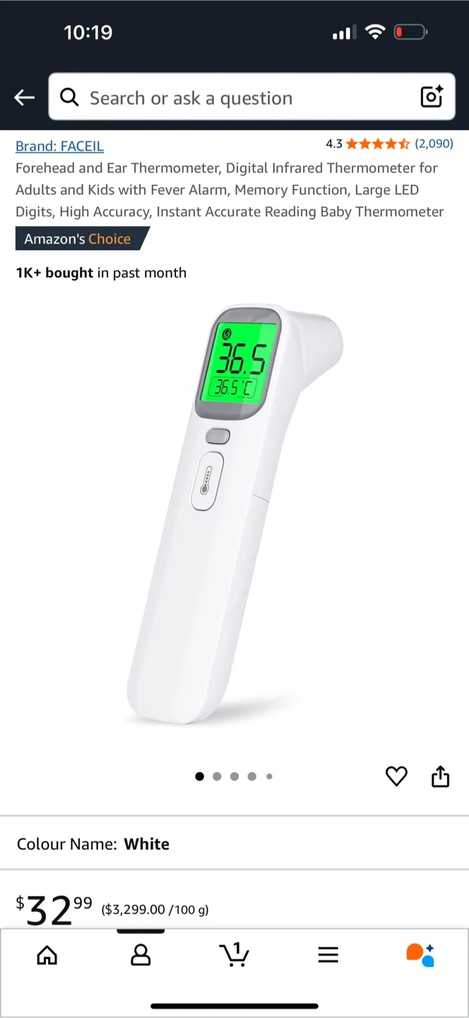 FACEIL Forehead and Ear Thermometer - White thumbnail