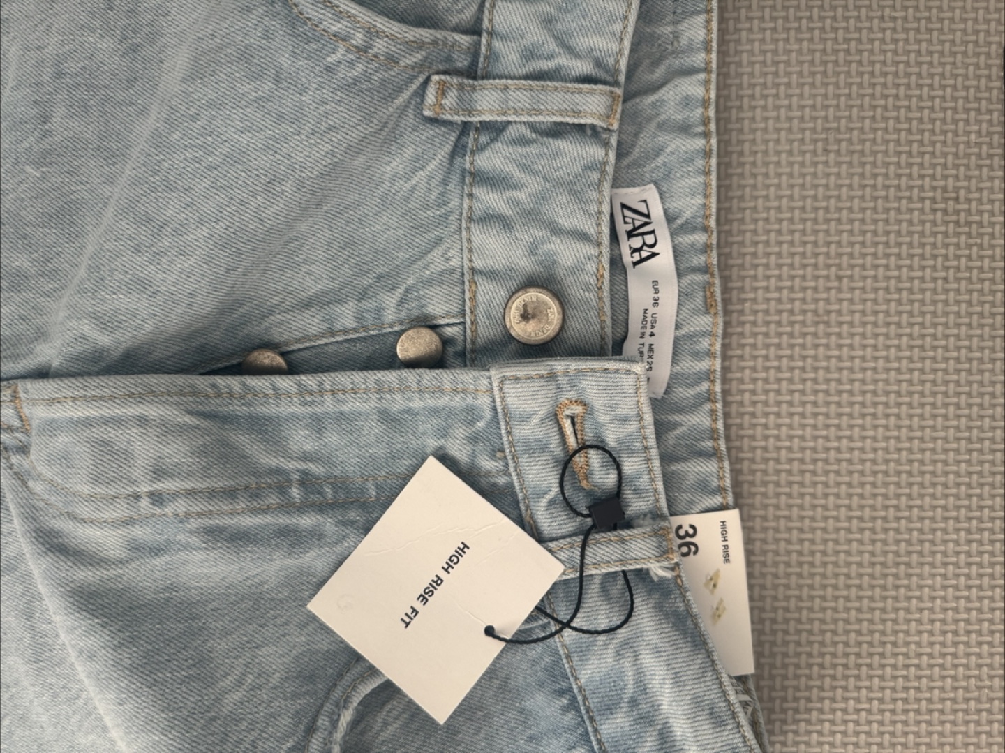 Zara High Rise Distressed Denim Shorts - Size 36 - photo 2