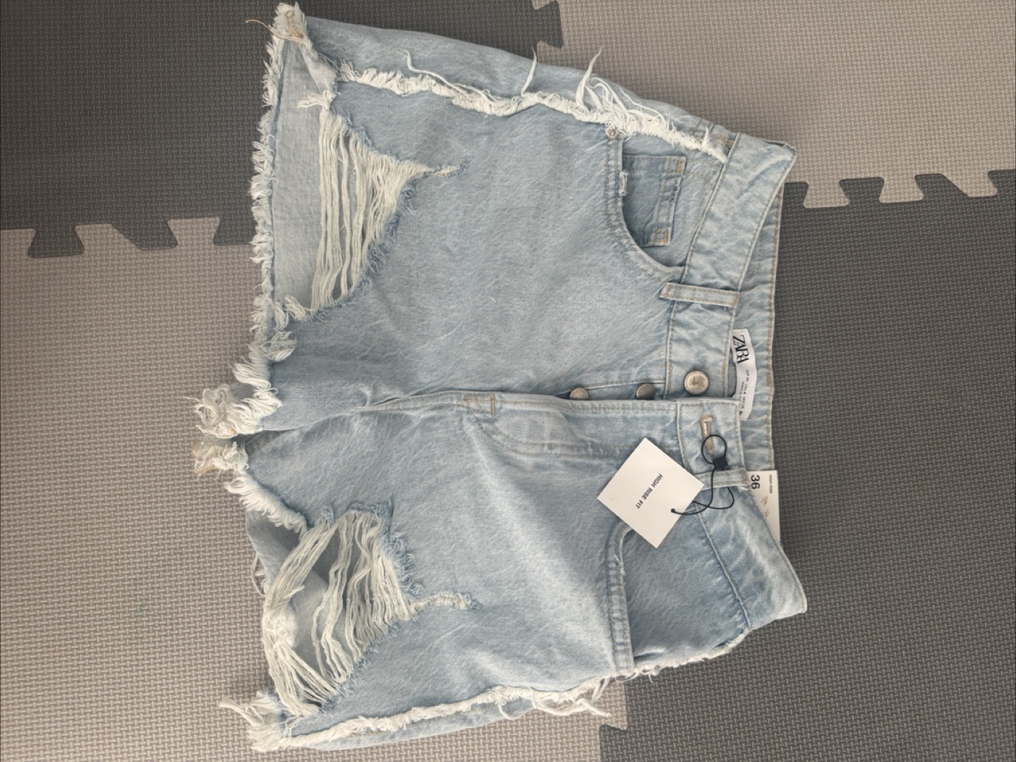 Zara High Rise Distressed Denim Shorts - Size 36