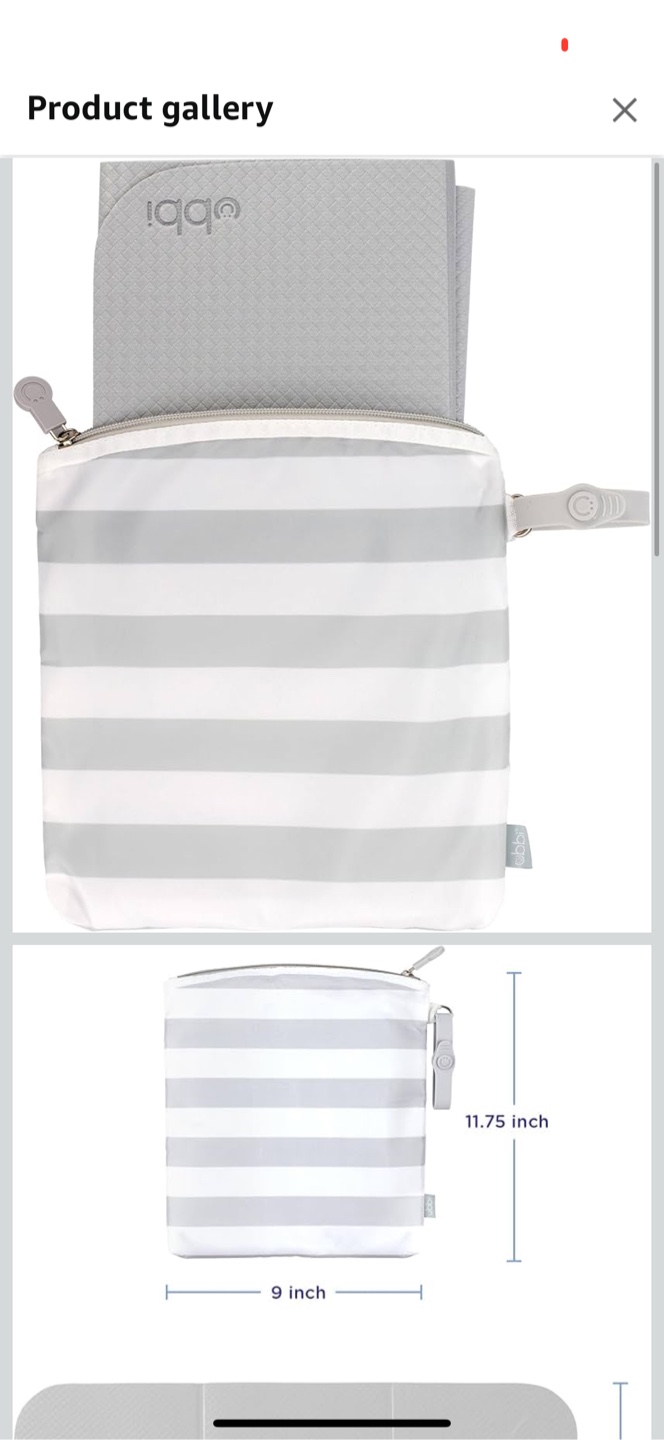 Iqqi Changing Mat with Striped Storage Bag
