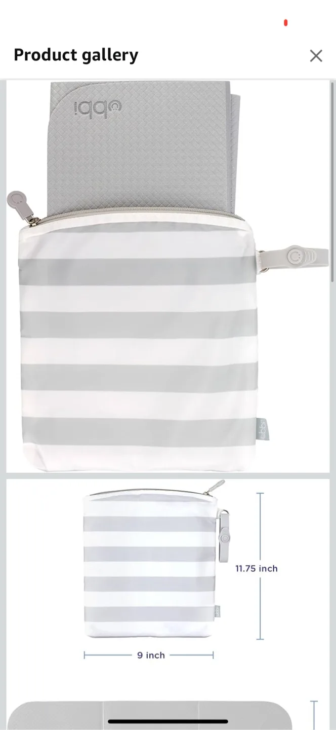 Iqqi Changing Mat with Striped Storage Bag thumbnail