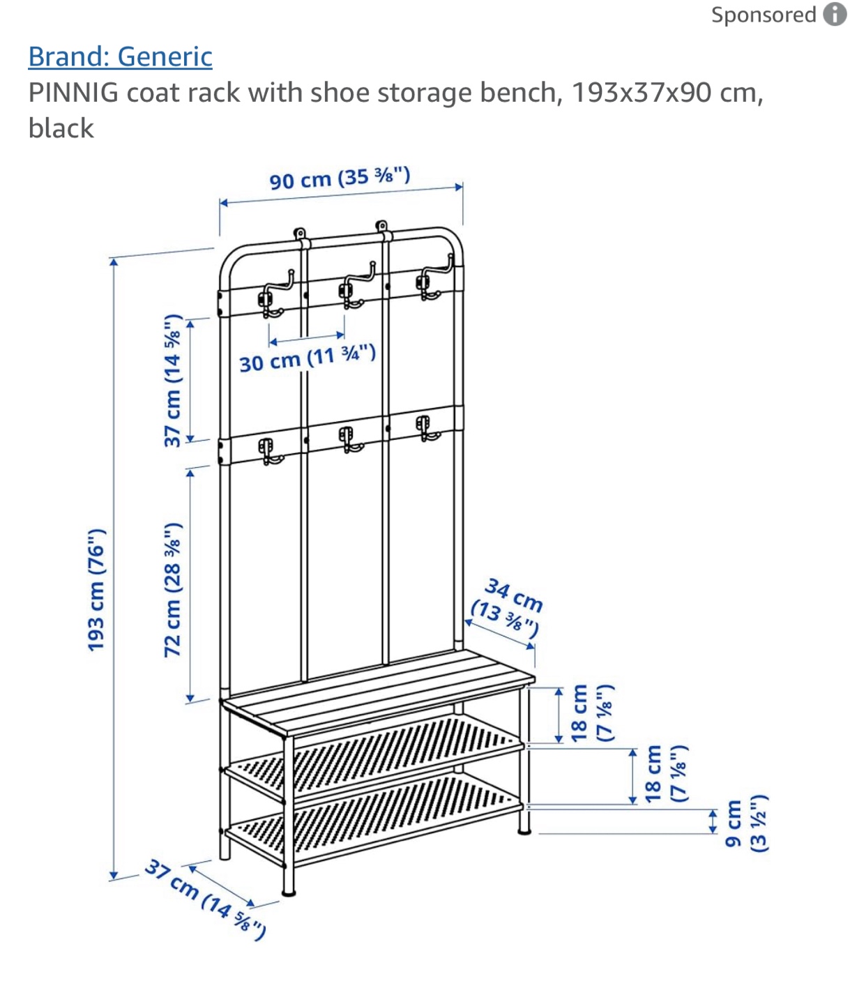 IKEA PINNIG Hall Tree Coat Rack with Shoe Storage Bench - photo 2