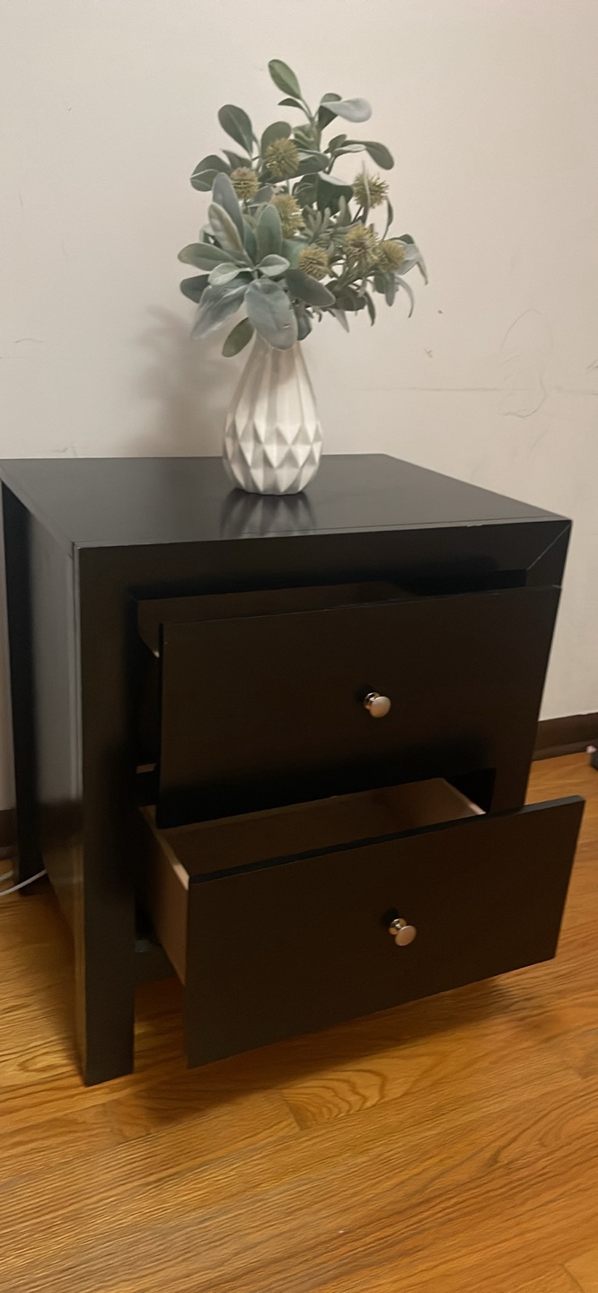 Black Two-Drawer Nightstand