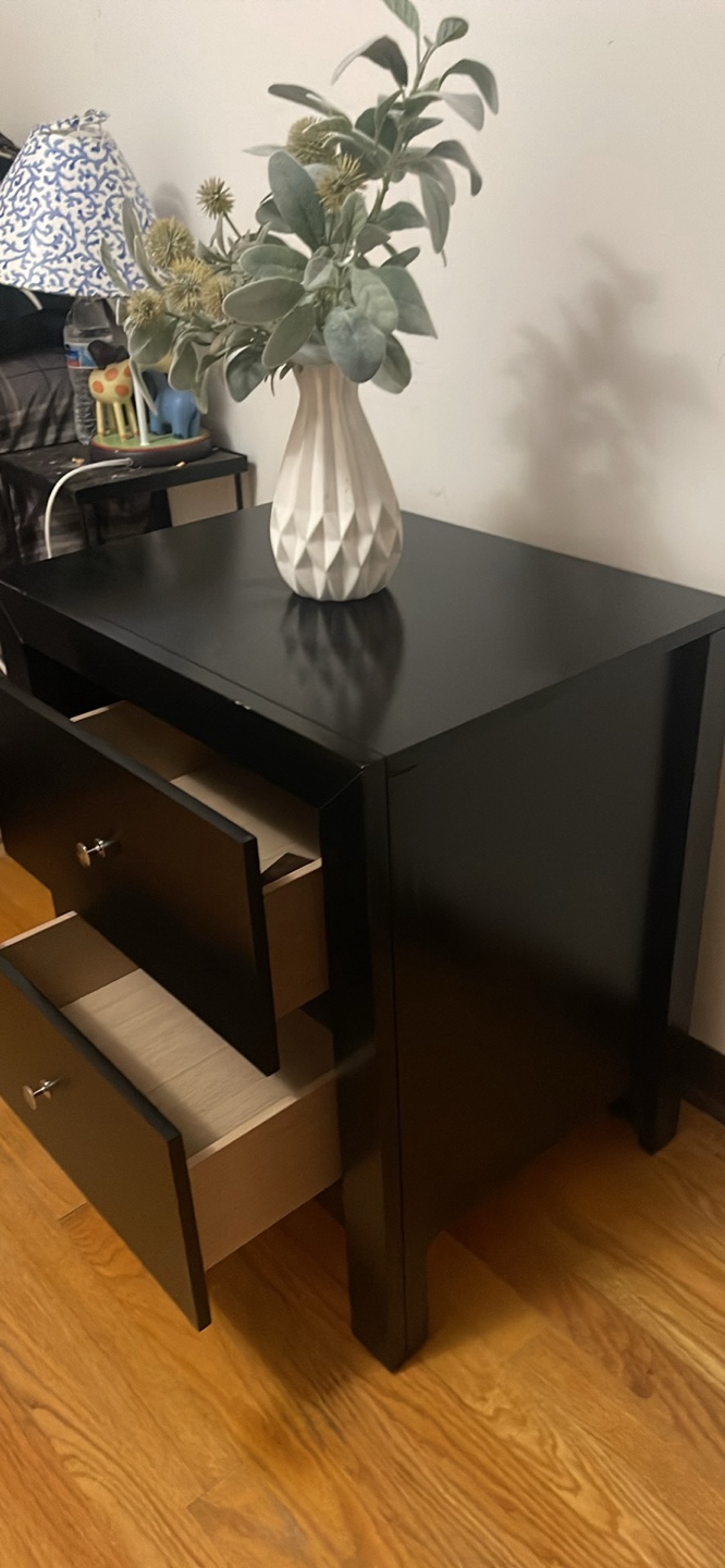 Black Two-Drawer Nightstand - photo 3