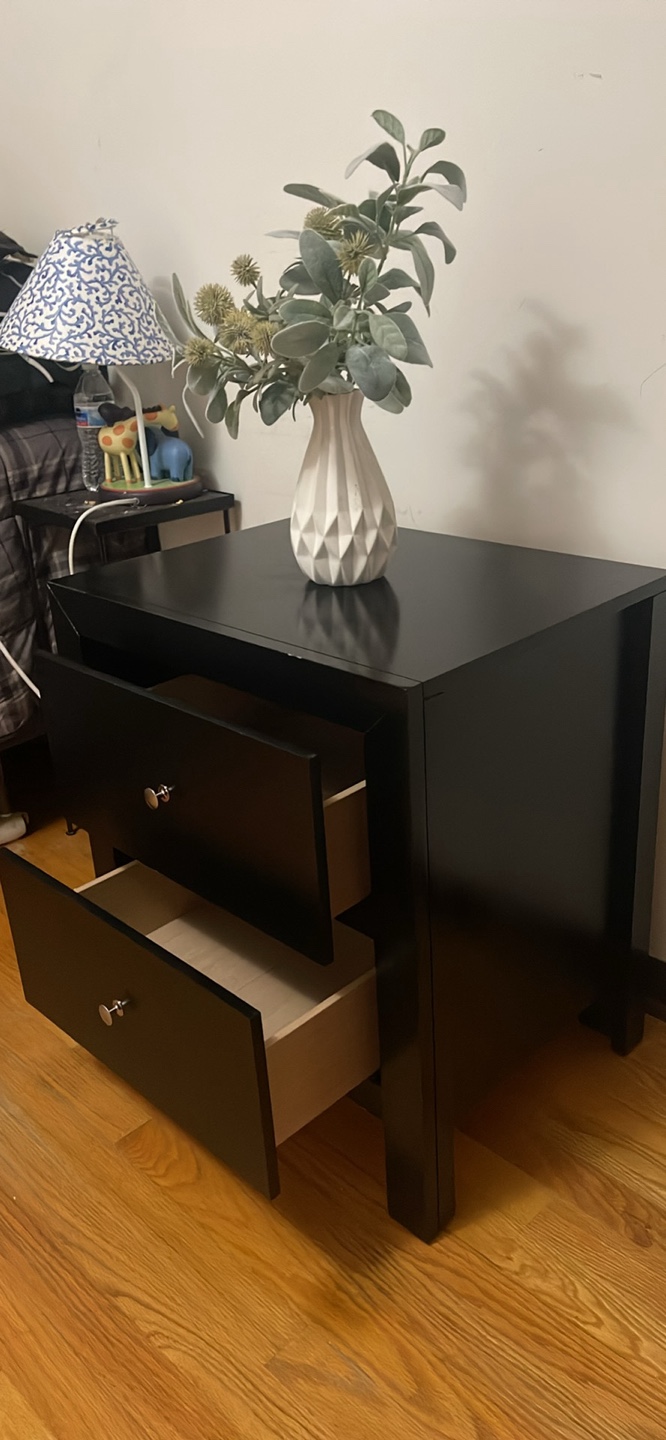Black Two-Drawer Nightstand - photo 2