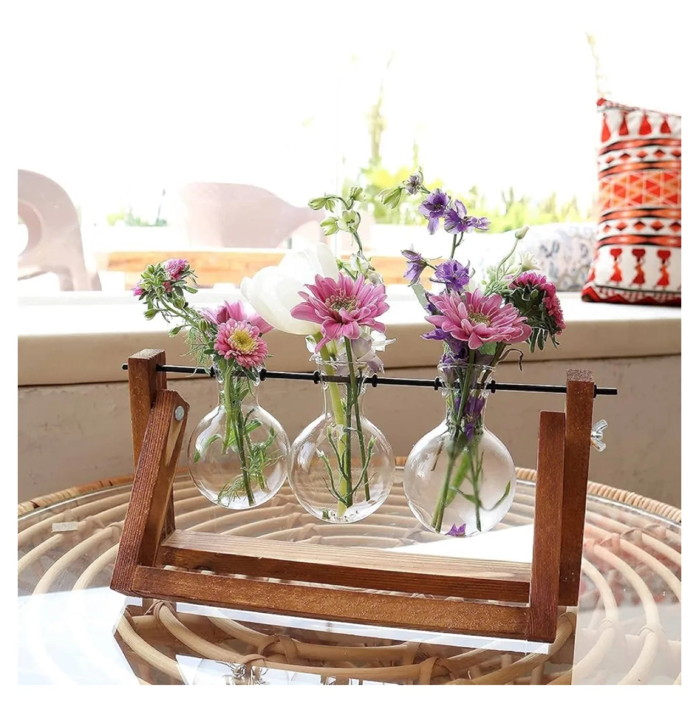 IVOADOR Desktop Glass Planter, 3 Bulb Vase image indicator(9)