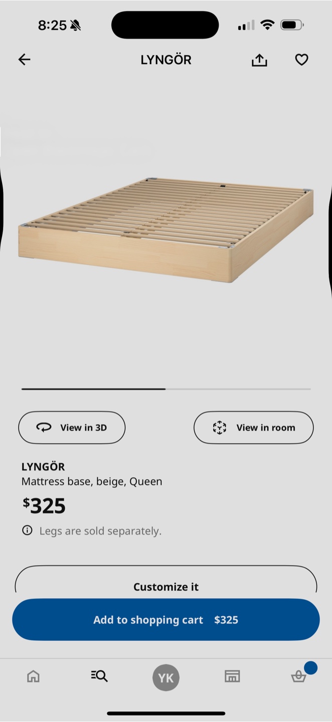 IKEA LYNGÖR Queen Mattress Base with Cover