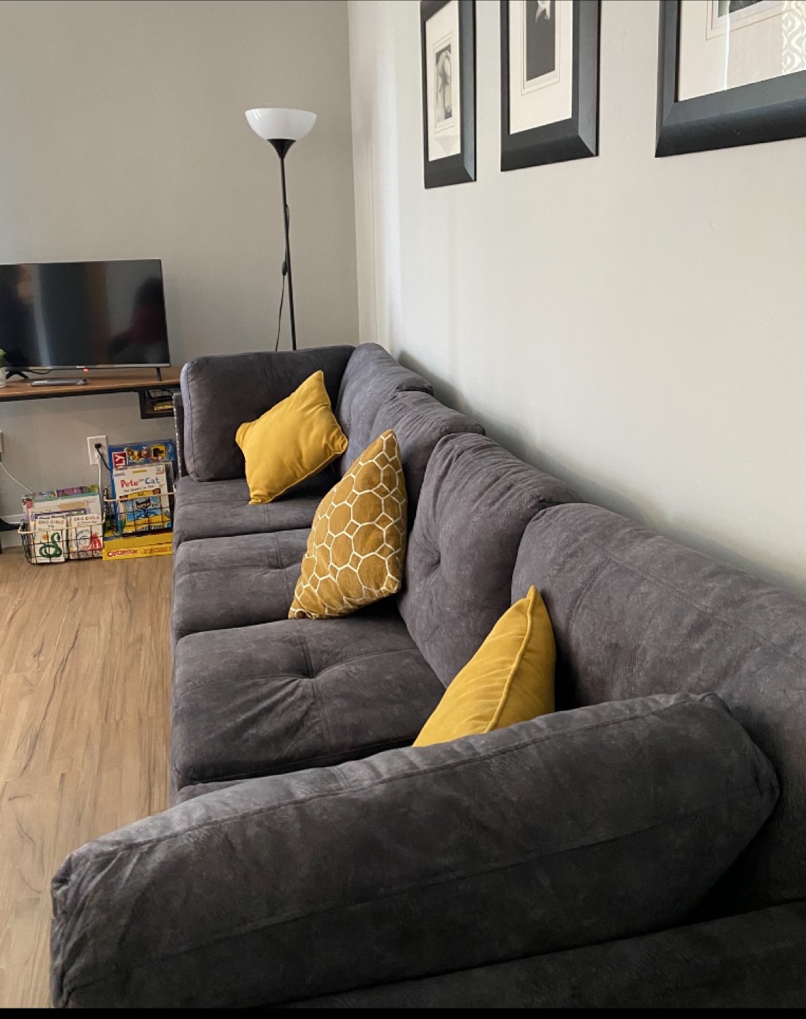 Dark Grey L-Shaped Sectional Sofa - photo 3