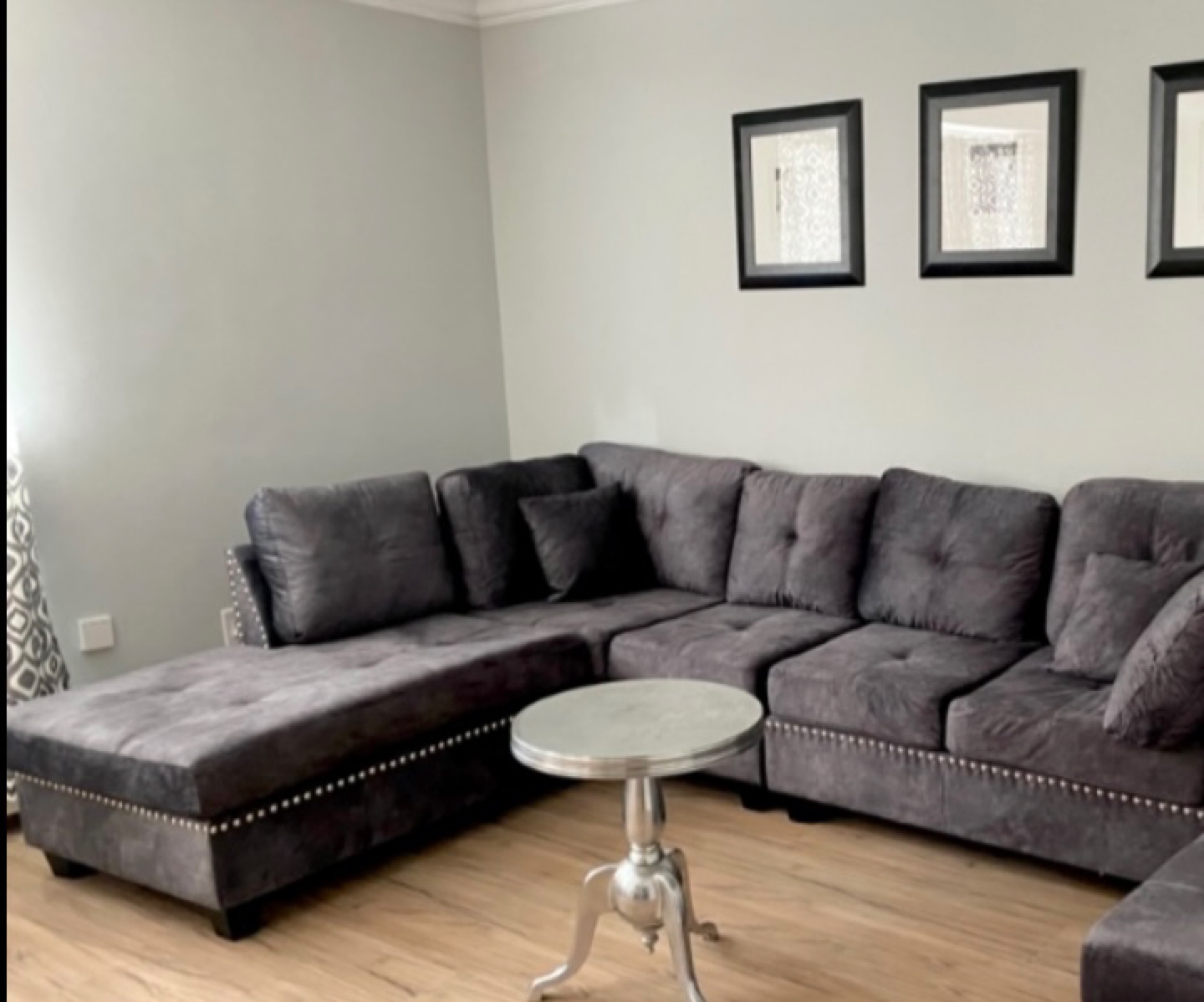 Dark Grey L-Shaped Sectional Sofa - photo 2