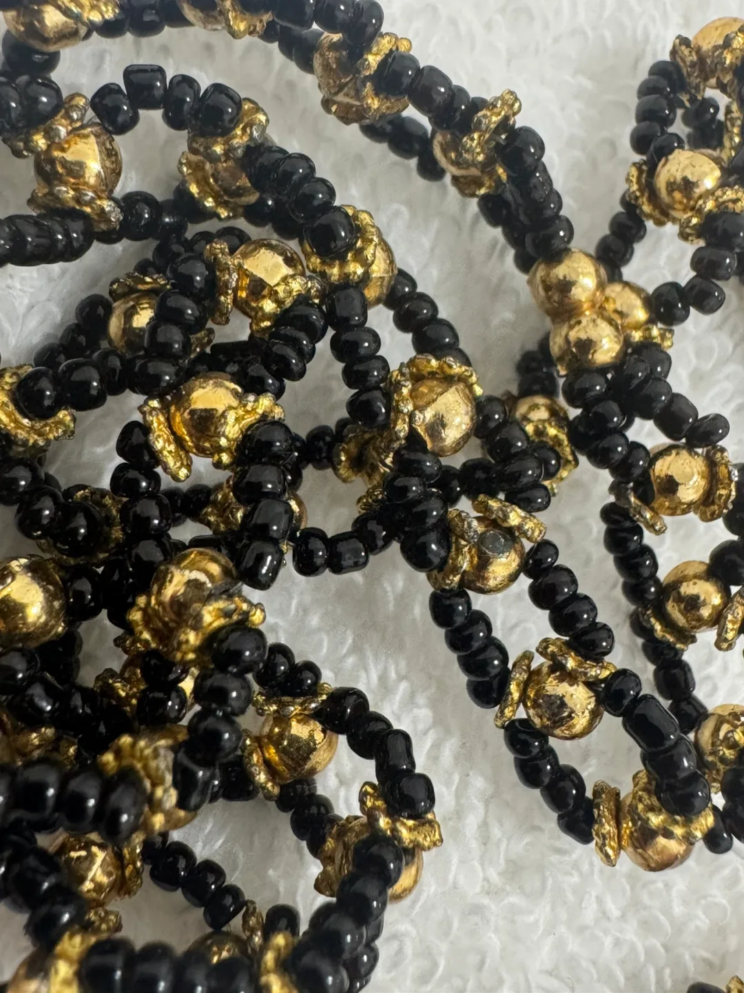 Black and Gold Beaded Mangalsutra with Rhinestone Pendant image indicator(3)