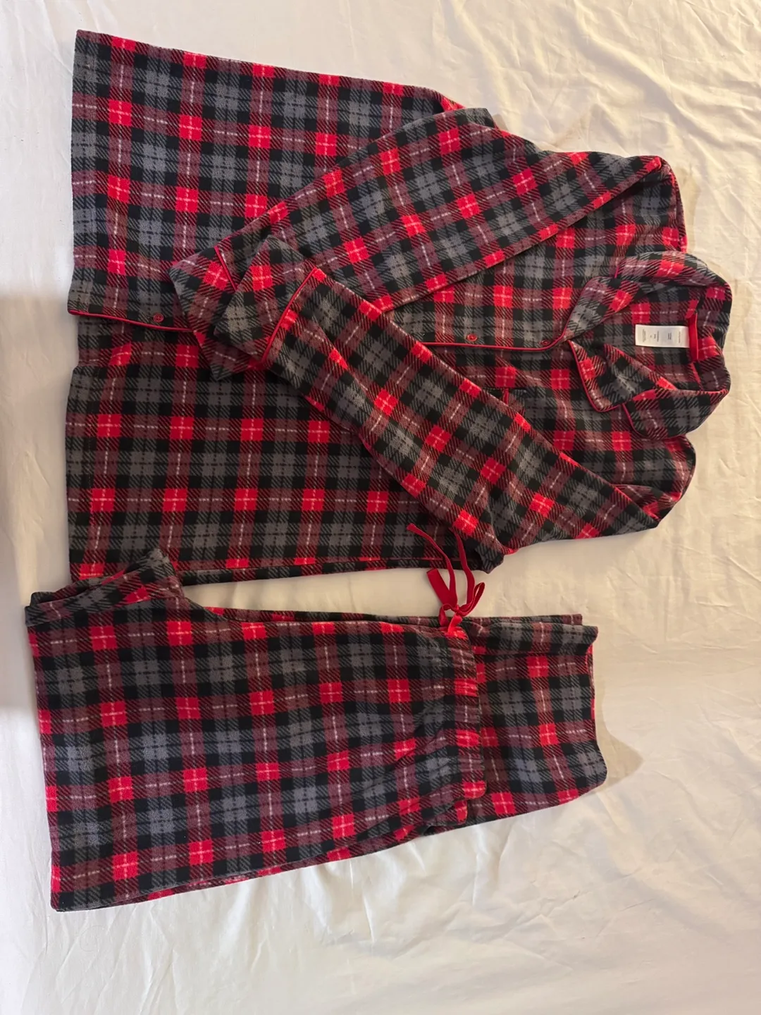Sleep Nation Women's Flannel Pajamas Set - Red & Grey Plaid thumbnail