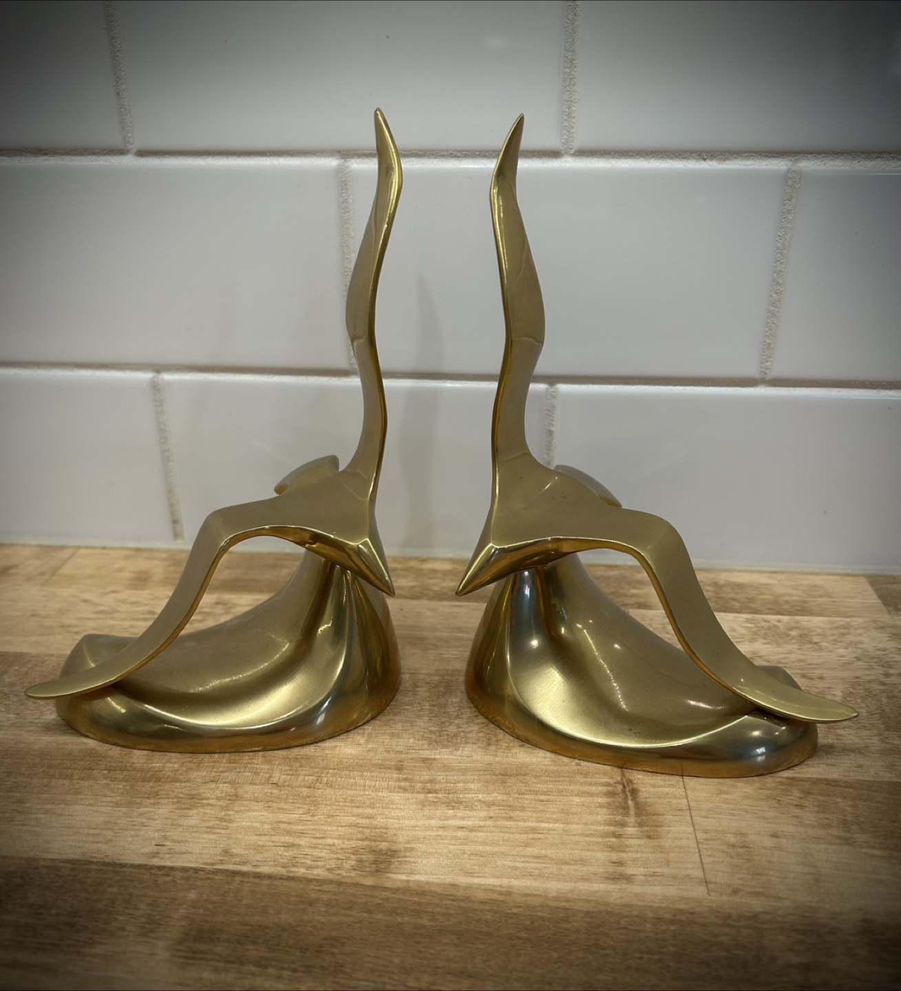 Mid-Century Modern Brass Seagull Bookends - photo 2