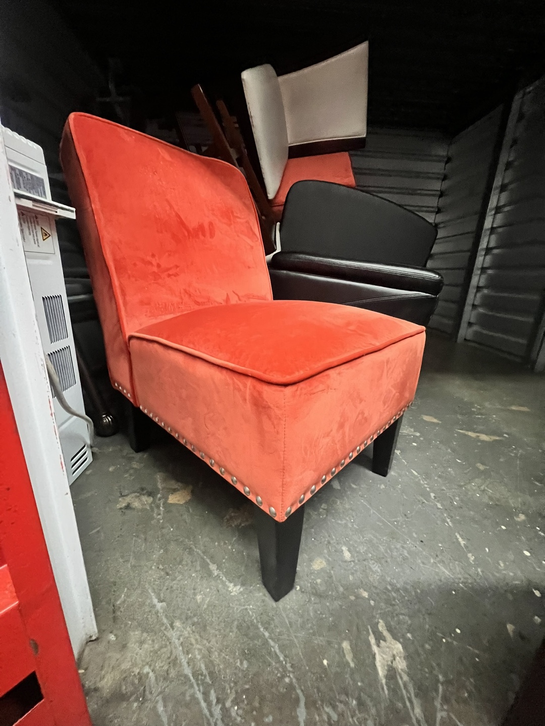 Orange Velvet Accent Chairs (2)
