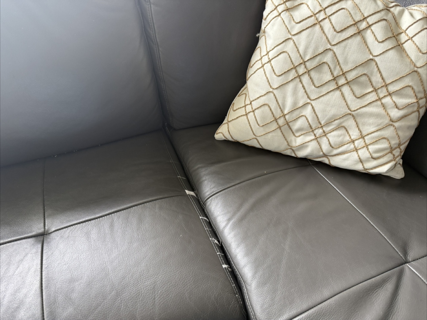 Dark Grey Leather Sectional Sofa - photo 2
