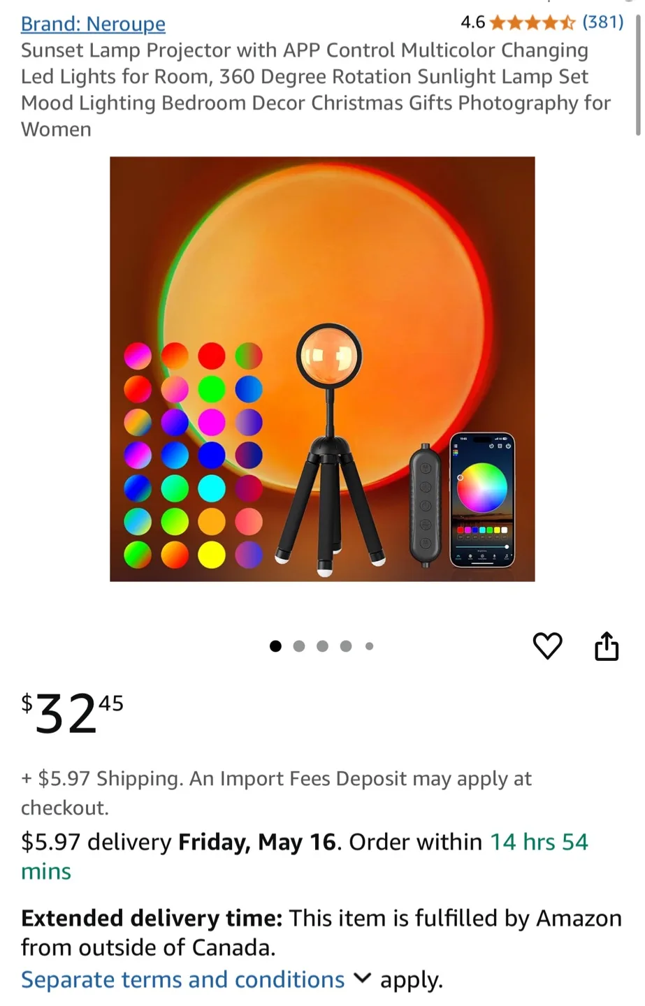 Neroupe Sunset Lamp Projector with App Control thumbnail