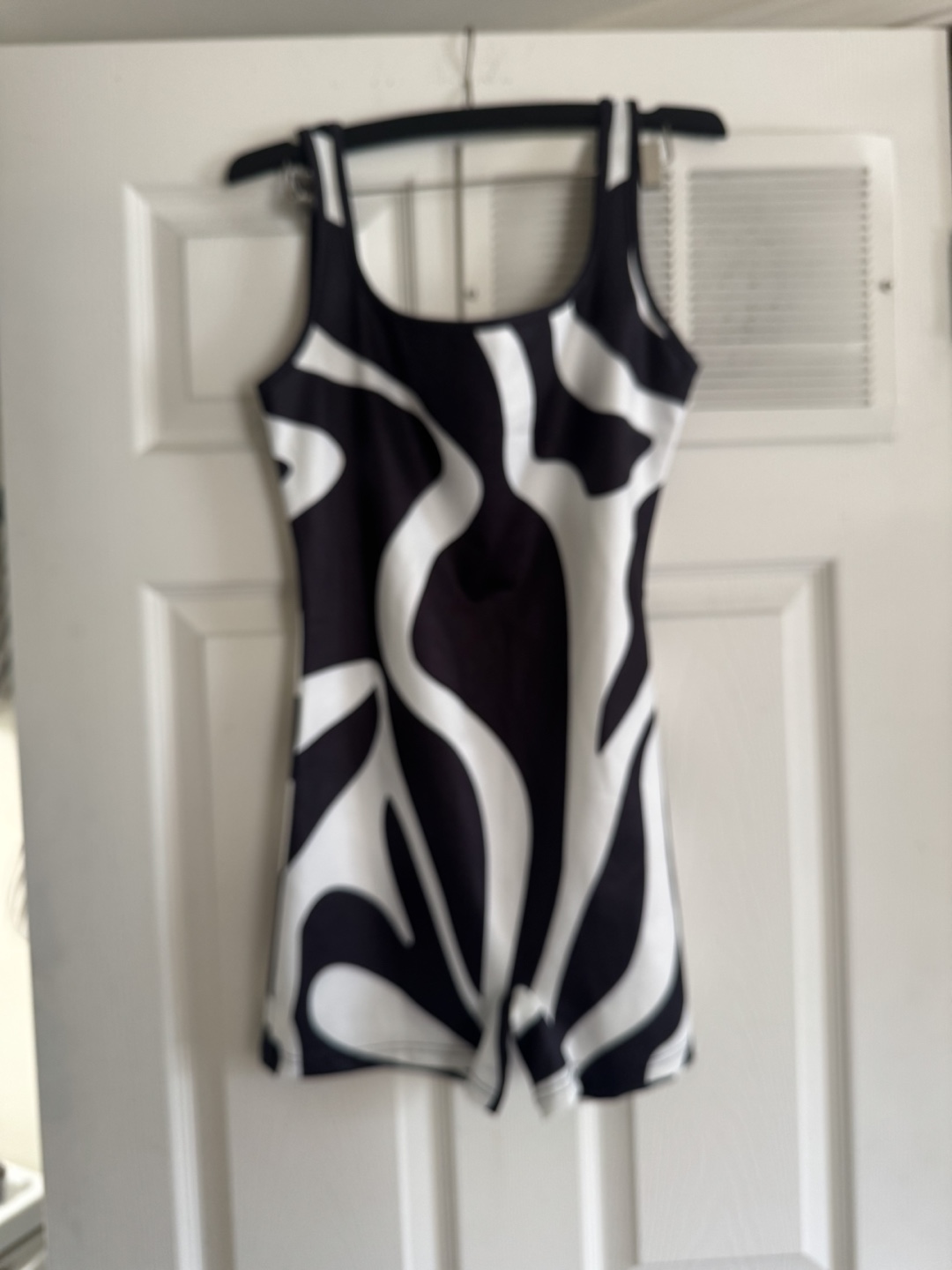 Black and White Abstract Print Romper