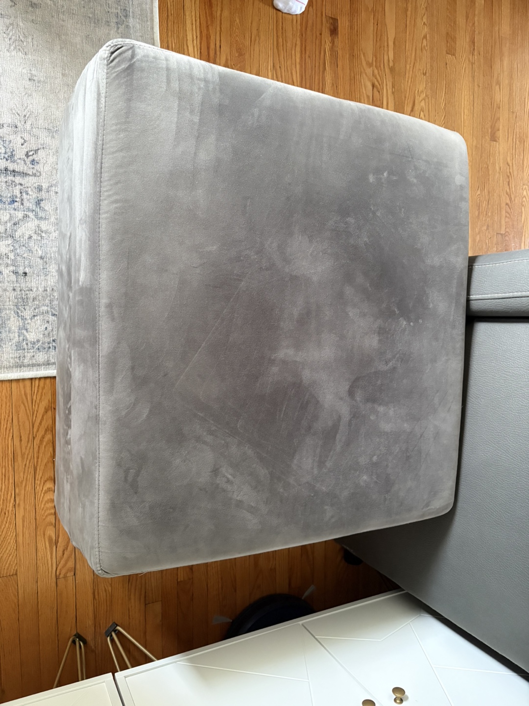 Grey Velvet Ottoman