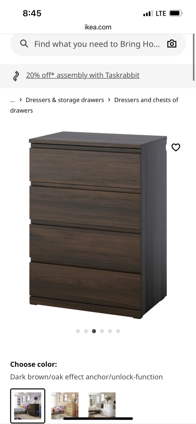IKEA MALM 4-Drawer Chest - Dark Brown/black Effect