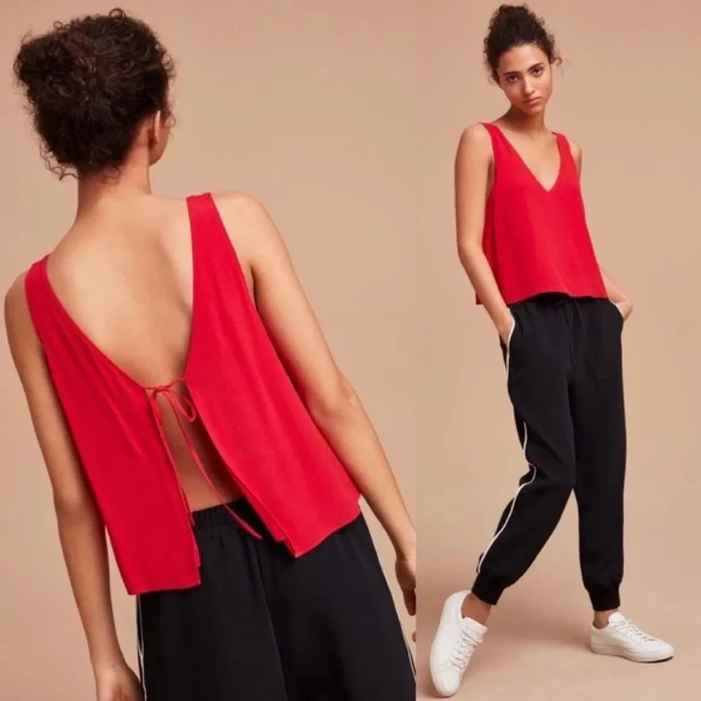 Aritzia Wilfred Free red tie-back blouse size small 🏒 image indicator(4)