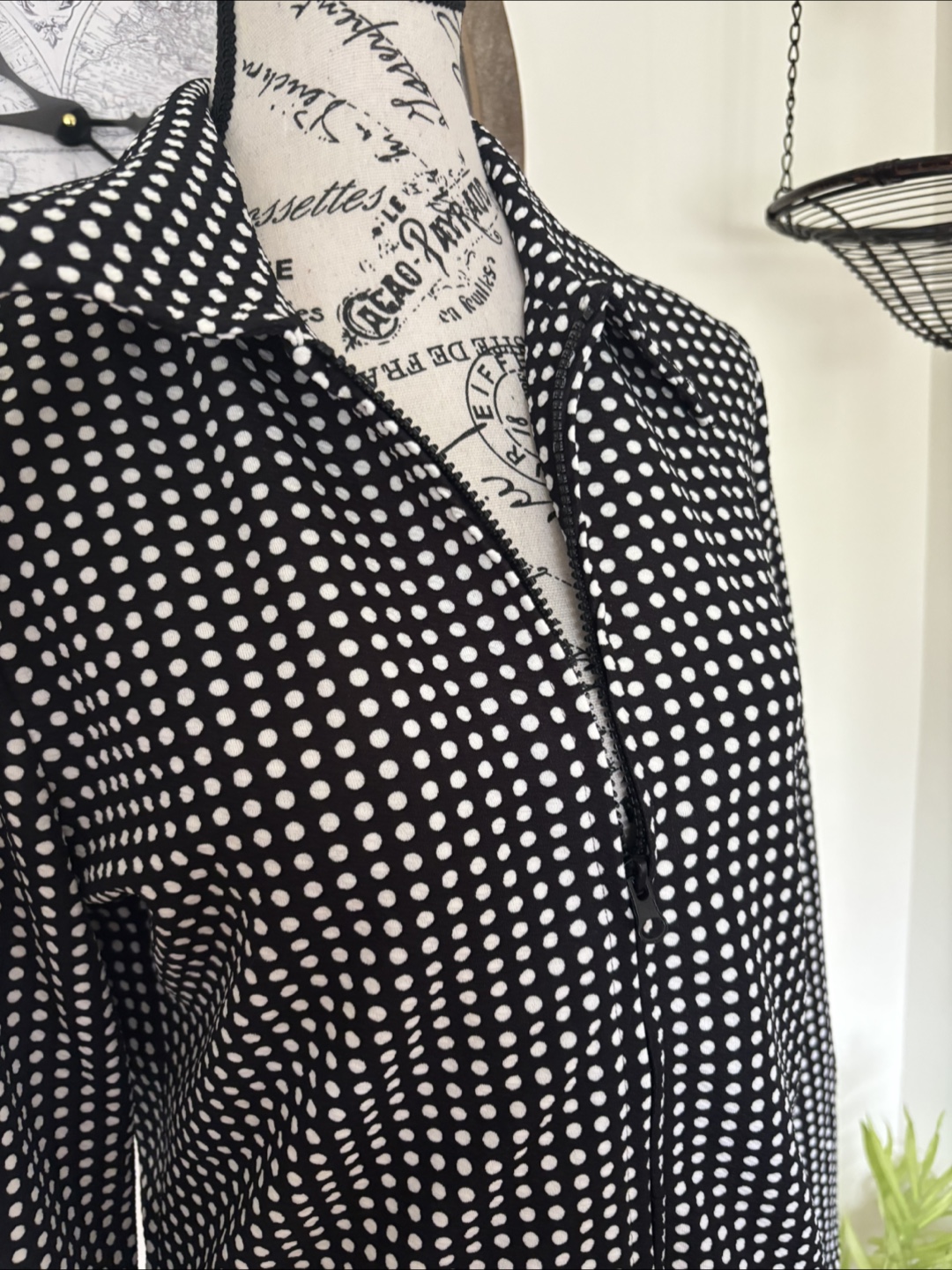 Women's Black and White Polka Dot Jacket - photo 2
